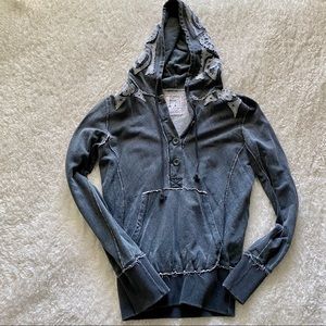 Free People Grey Distressed Sweatshirt